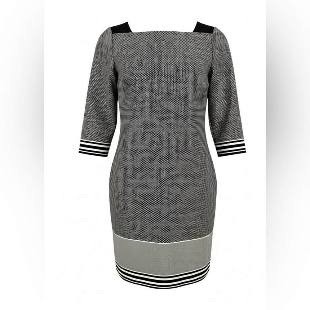 Ann Taylor Square Neck Dress
Womens Black Tan Geometric 3/4 Sleeve Petite Size 2